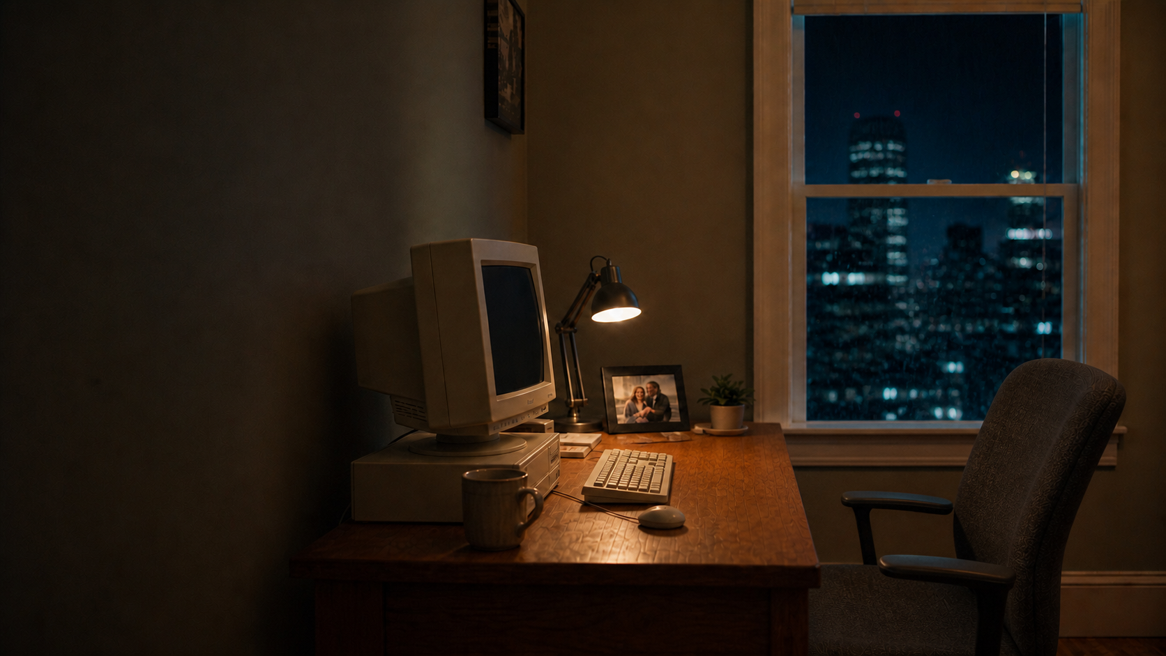 Gil's intact late-1990s office after the management chat