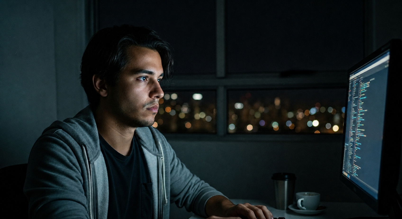 Marcus at his desk