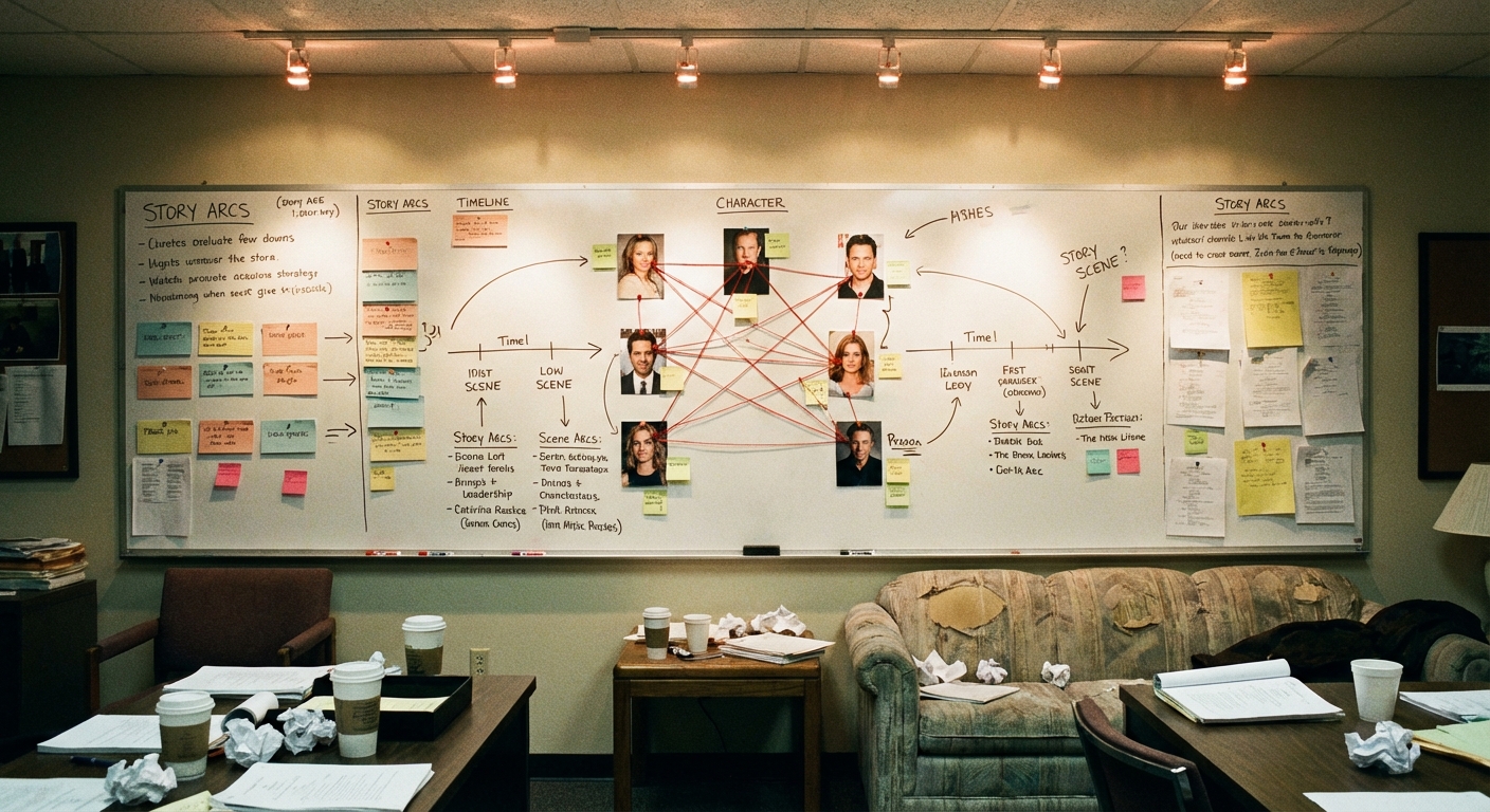 Writers room whiteboard